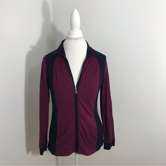 Lauren Ralph Lauren Active Pink and Blue Zip Up Sweater - Picture 1 of 11